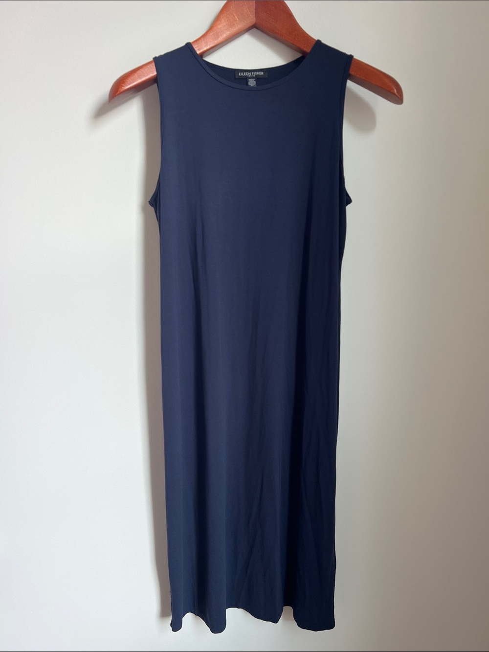 Eileen Fisher | Sleeveless Navy Straight Midi Dress Size SP